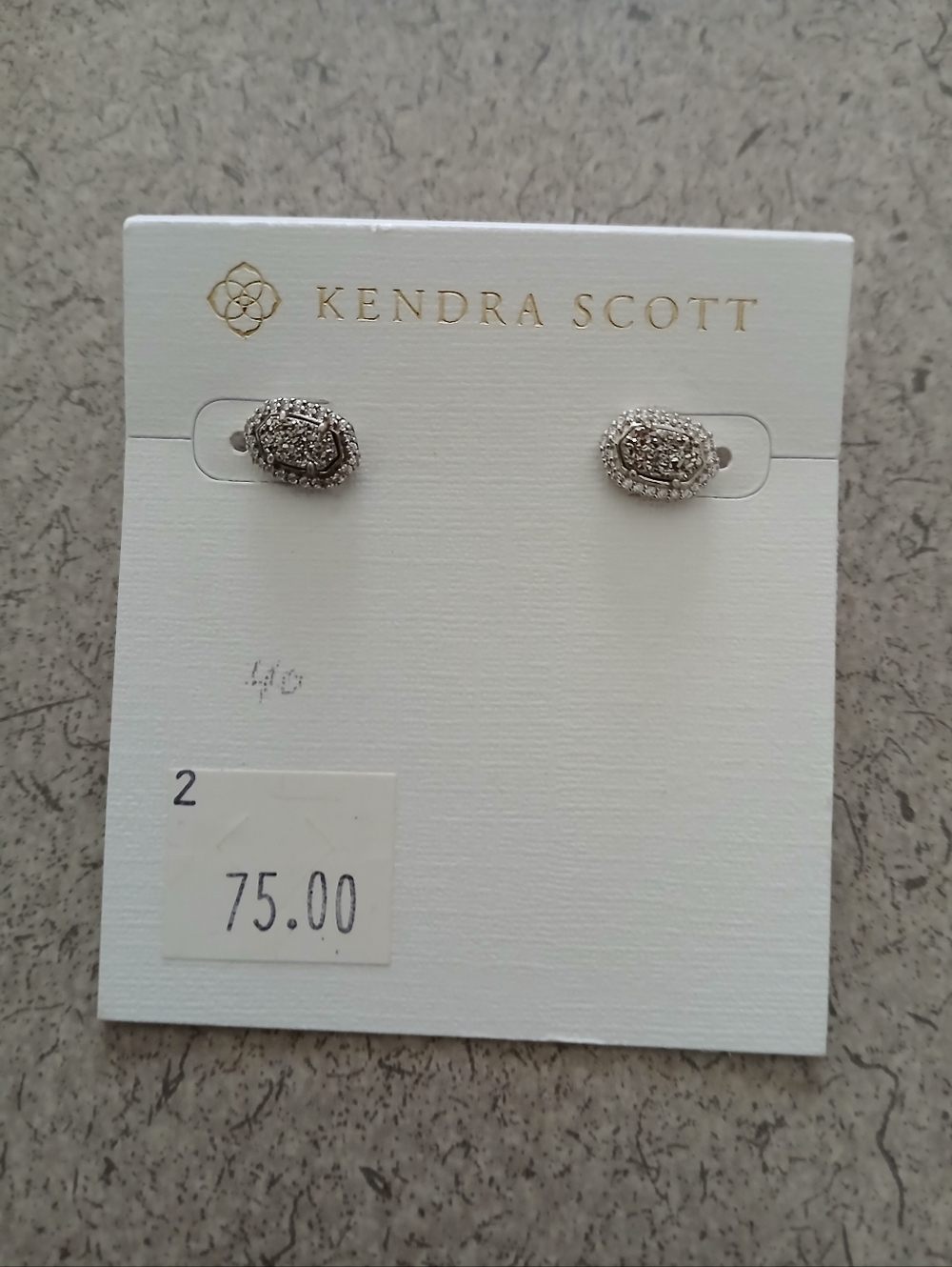 Kendra Scott Silver Crystal Pavé Oval Stud Earrings